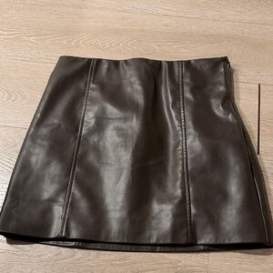 Zara Women’s Chocolate Brown Faux Leather Mini Skirt